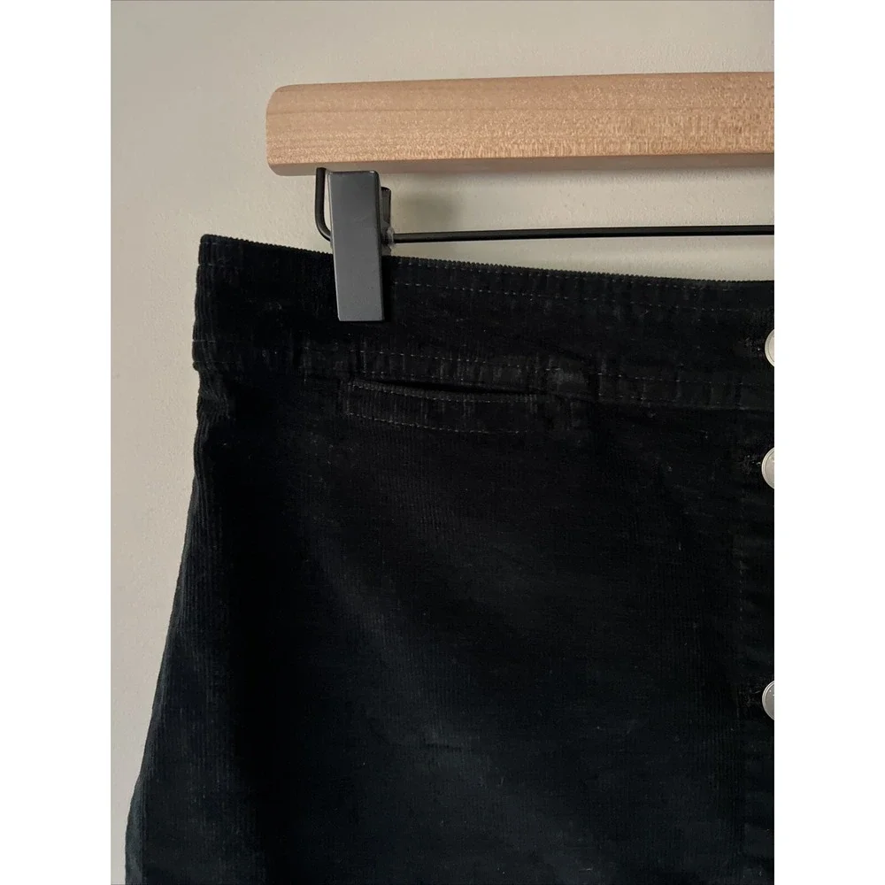 J.Crew Black Corduroy Button Down Front Skirt Size 29 Cute Career Classic Fall